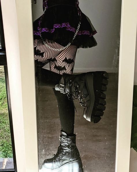 Demonia Shaker, Platform Outfit, 60 Outfits, Egirl Style, Feminine Outfit, Pastel Goth, Avatar, Fashion Inspo, Socks