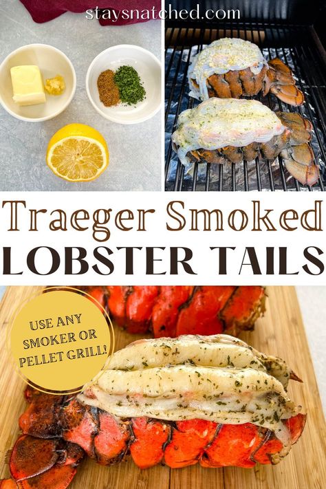 Seafood Smoker Recipes, Pellet Smoker Appetizer Recipes, Smoked Seafood Recipes, Tregar Grill Recipes, Traeger Seafood Recipes, Quick Smoker Recipes, Quick And Easy Traeger Recipes, Smoked Lobster Tail Recipe, Smoked Lobster Tail