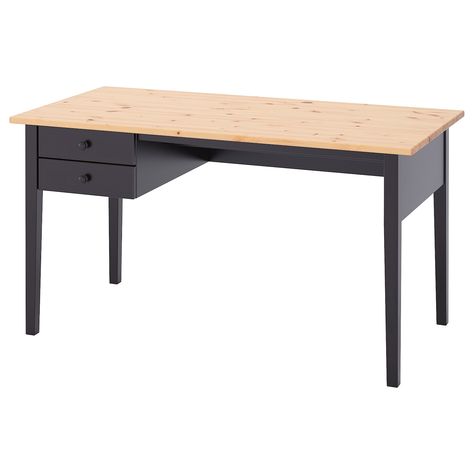 ARKELSTORP Desk, black, 55 1/8x27 1/2". Solid wood is a durable natural material. Can be placed anywhere in the room because the back is finished. Arkelstorp Desk, Alex Desk, Micke Desk, Table Top Frame, Ikea Malm, Durable Furniture, Best Desk, Black Desk, White Desks