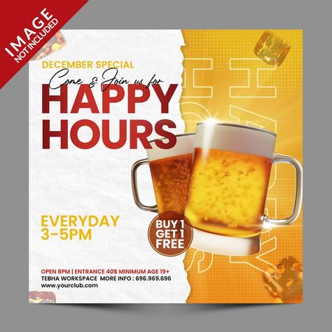 Happy hours for restaurant cafe bar soci... | Premium Psd #Freepik #psd #background #banner #menu #party Happy Hour Beer, Happy Hour Menu, Promo Flyer, Free Psd Flyer Templates, Free Psd Flyer, Happy Hour Drinks, Psd Flyer Templates, Psd Flyer, Free Flyer Templates