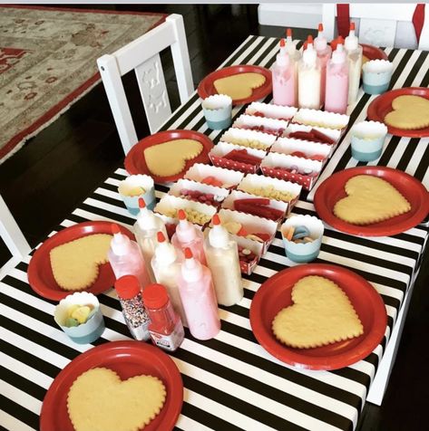 Kid Cookie Decorating Party, 3rd Birthday Party Ideas, Heart Shaped Waffle, Waffle Board, Cookie Decorating Station, Birthday Party Ideas For Boys, Valentines Tea Party, Cupcake Decorating Party, Valentines Brunch