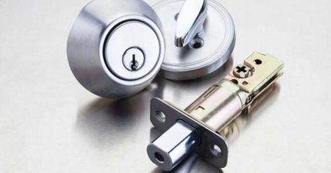 How to Install a Deadbolt Lock Temporary Door, High Security Locks, Lock Image, Deadbolt Lock, Automotive Locksmith, Cylinder Lock, Wood Bar, Drill Driver, Key Lock