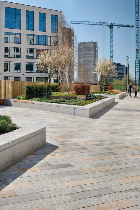 Natural Stone Paving, Streetscape Design, Pavement Design, Granite Paving, Paving Pattern, Wood Floor Design, Stone Paving, Paving Design, Public Realm