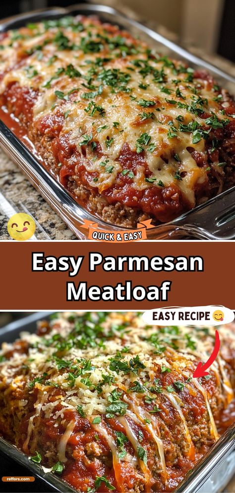 Easy Parmesan Meatloaf Herb Crusted Parmesan Meatloaf, Hamburger Parmesan Recipe, Parmesan Meatloaf Recipes, Chicken Parm Meatloaf, Different Meatloaf Recipes, Meatloaf Ideas, Easy Italian Meatloaf, Meatloaf Recipes Easy, Meatloaf Side Dishes