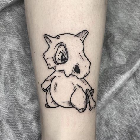 Cubone Tattoo, Gengar Tattoo, Cartoon Tattoo Ideas, Pop Culture Tattoos, Pikachu Tattoo, Pokemon Tattoos, Culture Tattoos, Her Tattoo, Old Pokemon