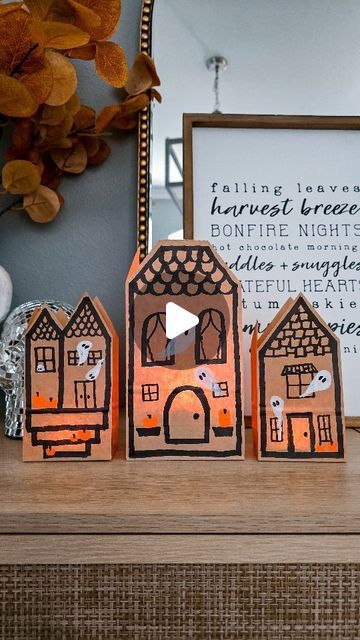 Melody Peralta | DIY + Motherhood + Holiday Inspo on Instagram: "THE easiest Halloween craft you do this season!  SAVE these haunted house luminaries for your next craft night! 👻  They would look perfect lining a walkway, displayed on a window sill, or fireplace mantel! Easy, minimal supplies, and perfect for a family craft night this spooky season. 🏠🎃  Tell me your favorite Halloween candy below, and I'll treat someone to coffee on me!  Don't forget to TAG a Halloween-loving friend, then follow along @melodyinthemaking for more DIYS, crafts, mom hacks, recipes, home decor, and holiday fun throughout each season 🧡🖤  #halloweencraftsforkids #halloweendiy #sharetheeverymom #parentsirl #britstagram #halloweencrafts #spookyseason🎃 #halloweendecorations🎃 halloween DIY decor, haunted hous Luminaries Paper Bag, Family Craft Night, Halloween Paper Bags, Haunted House Decorations, Halloween Mantel, Holiday Inspo, Easy Halloween Crafts, Halloween Craft, Halloween Inspo