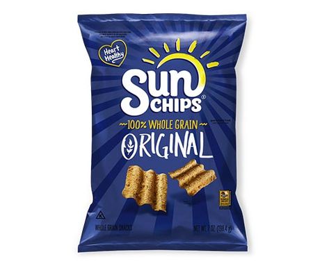 SunChips Original or French Onion | ALDI US Whole Grain Snacks, Multigrain Chips, Vegan Chips, Sun Chips, Whole Grain Foods, Healthy Chips, Best Chips, No Calorie Snacks, Chips Brands