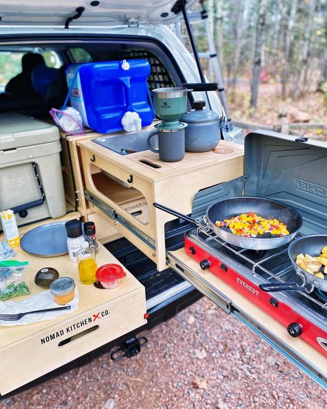 Suv Kitchen, Wide Pantry, Camping Chuck Box, Truck Bed Storage, Truck Bed Camping, Chuck Box, Pantry Drawers, Suv Camping, Camping Box