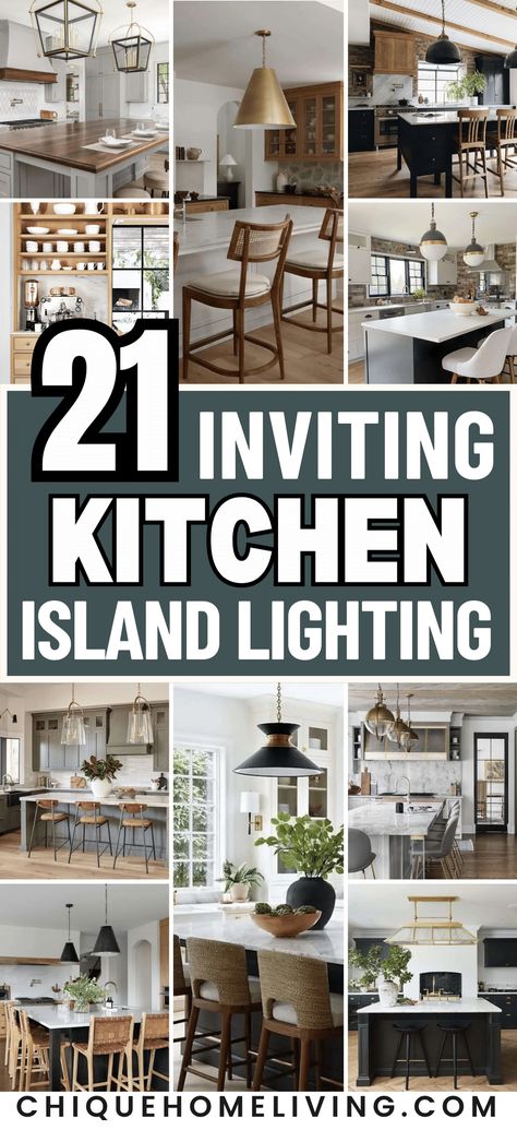 Illuminate and elevate your kitchen with our collection of '21 Inviting Kitchen Island Lighting Ideas.' Discover how the right lighting can transform your kitchen island into a focal point of style and functionality. From modern and sleek pendant lights to classic chandeliers, these ideas cater to a variety of design preferences. Explore the beauty of industrial-style pendant lights that add a touch of urban chic, or consider glamorous crystal chandeliers for a touch of elegance. Island Drop Lights, French Country Kitchen Lighting Ideas, Hanging Lamps Kitchen Islands, Farmhouse Pendant Lights Over Kitchen Island, Light Fixture Above Kitchen Island, Pendant Lighting Over Kitchen Peninsula, Cathedral Ceiling Kitchen Lighting, Kitchen Island With One Pendant Light, Pendant Lights Over Kitchen Island Cathedral Ceiling