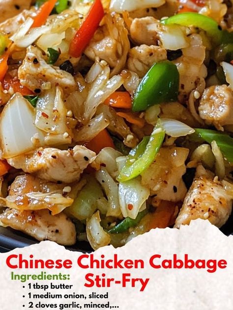 Eliana's Kitchen - ChillyMealy | Chinese Chicken Cabbage Stir-Fry Chicken Cabbage Stir Fry, Chicken Cabbage, Recipes Chinese, Stir Fry Ingredients, Cabbage Stir Fry, Chicken And Cabbage, Chinese Cooking Recipes, Easy Chinese Recipes, Chinese Chicken