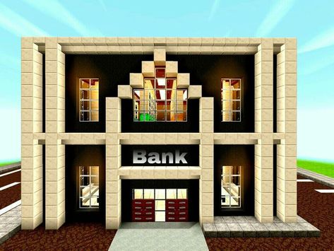 Bank build Minecraft Minecraft Bank Ideas, Minecraft Bank Interior, Minecraft Bank Building, Bank Minecraft, Minecraft Cities, Build Minecraft, Mc Ideas, Minecraft Interior, Minecraft Interior Design