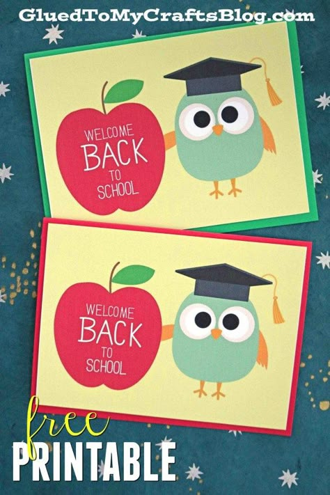 Welcome Back To School Owl Themed Card Printable #gluedtomycrafts Welcome Back Cards, Back To School Cards, Owl Theme Classroom, Owl Classroom, Welcome To School, Diy Back To School, Welcome Card, Back To School Crafts, Owl Card