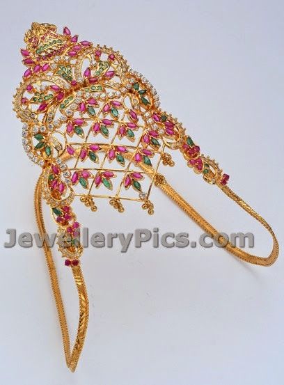 Aravanki Designs Latest, Gold Vanki Designs, Light Weight Vanki Designs, Hand Vanki Designs Gold, Diamond Aravanki, Arm Vanki Jewellery Designs, Vanki Designs Jewellery, Gold Temple Jewellery, Bridal Jewelery