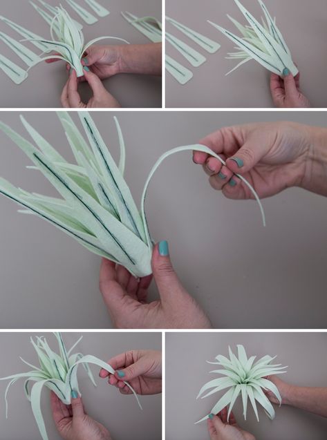 How To Make The Most Amazing Air Plants Out Of Felt! Felt Flower Wedding, Alternative Wedding Bouquet, Felt Flowers Patterns, Paper Succulents, Felt Succulents, Felt Flowers Diy, Plant Crafts, Paper Plants, Craft Tutorial