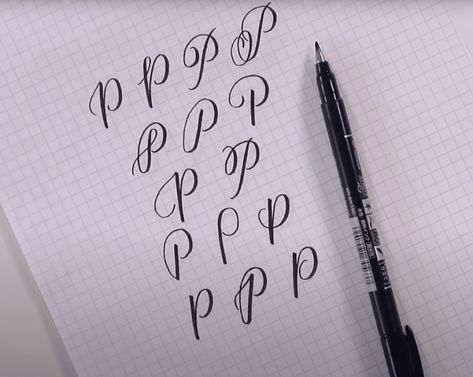 15 Ways To Write Letter P in Brush Calligraphy - The Happy Ever Crafter P Letter Calligraphy, P In Calligraphy, P Calligraphy, Tombow Fudenosuke, Signature Ideas, Create A Signature, Letter P, Letter G, Letter F