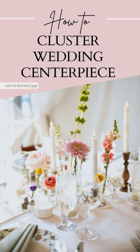 Floral Cluster Wedding Centerpieces - Prepping How To Circle Table Centerpiece Wedding, Non Floral Wedding Centerpieces, Pastel Wedding Centerpieces, Spring Wedding Tablescapes, Paper Towel Tubes, Bridal Table, Wedding Floral Centerpieces, Floral Trends, Wood Candle Sticks