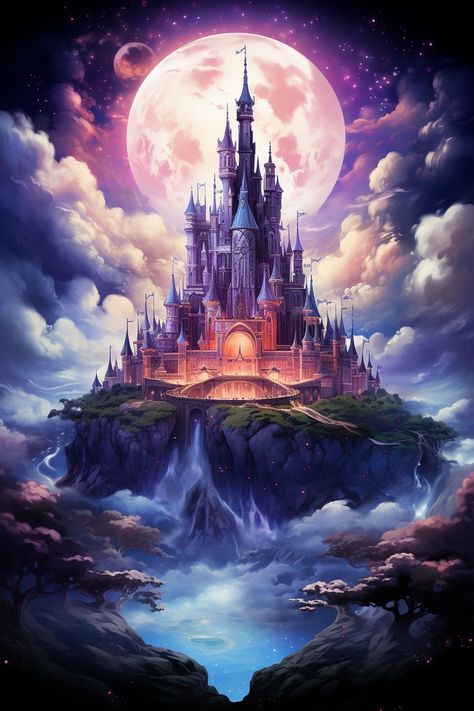 Floating Palace, Fantasy Landscape Art, Background Fantasy, Art Niche, Best Facebook Cover Photos, Mystical Places, Fantasy Wall Art, Space Artwork, Fantasy Background