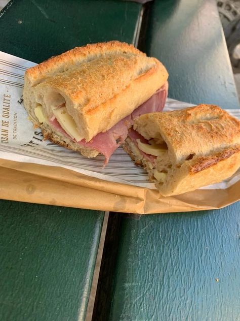 Utopie Ham and Cheese Baguette Baguette And Cheese, Ham And Cheese Sandwich Aesthetic, Ham And Cheese Baguette, Ham Baguette, Bacon Baguette, Cheese Baguette, Ham And Cheese Toastie, Bakery House, Romanticise Life