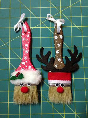 In The Garden with Claire Paintbrush Crafts, Paintbrush Ornaments, Paintbrush Santa, Christmas Bazaar, Christmas Note, Bazaar Crafts, Brush Art, Winter Craft, Handmade Christmas Crafts