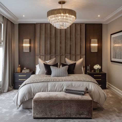 The Top 10 New Bedrooms Right Now Glamorous Bedroom Decor, Mid Century Bedroom Decor, Royal Bedroom Design, Brown Bedroom Decor, Glamourous Bedroom, Mid Century Bedroom, Art Deco Bedroom, Deco Bedroom, Latest Interior Design