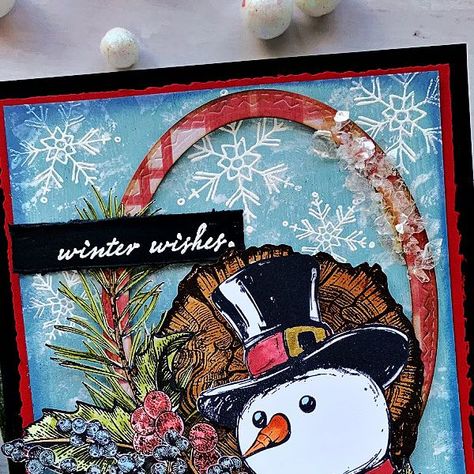 Cathie Cowles on Instagram: "My second make for the @tim_holtz @stampersanonymous YT Live features Mr. Frosty once again. I enjoyed surrounding him with images from Forest Floor 2. If you haven’t had a chance to catch Tim’s YT Live make sure you do for all the amazing inspiration.   #timholtz #stampersanonymous #rangerink #christmas #christmascard #holiday #snowman #mrfrosty #stamping #cards #handmadechristmas" Tim Holtz Jolly Holiday, Sizzix Cards, Tim Holtz Dies, Tim Holtz Stamps, Tim Holtz Cards, Holiday 2024, Stamping Cards, Jolly Holiday, Ranger Ink