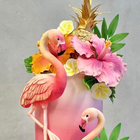 Tropical Birthday Theme, Flamingo Wedding Cake, Hawaiian Cakes, Flamingo Cakes, Tropical Birthday Cake, Hawaii Cake, Flamingo Birthday Cake, Flamingo Wedding, Hawaiian Cake