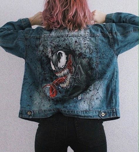 Denim Jacket Diy Paint, Jacket Painting, Marvel Jacket, Customised Clothes, Vintage Marvel, Diy Denim Jacket, Custom Denim Jacket, Demin Jacket, Marvel Clothes