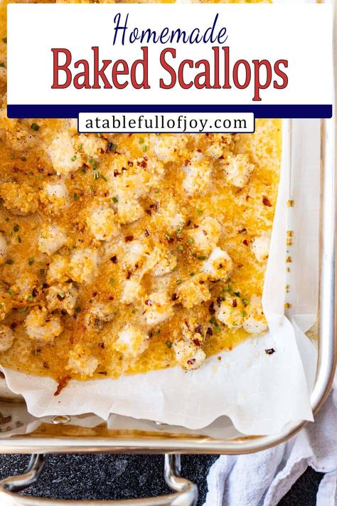 The BEST Baked Scallops- Crunchy and Buttery! Small Scallops Recipe Dinners, Small Bay Scallop Recipes, Scallop Pieces Recipes, Baked Bay Scallop Recipes, Bay Scallop Recipes Baked, Baked Scallops Bread Crumbs, Frozen Bay Scallop Recipes, Baby Scallop Recipes, Frozen Scallop Recipes