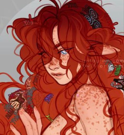 Ginger Hair Art Drawings, Ginger Witch Art, Ginger Elf Art, Red Curly Hair Drawing, Ginger Hair Character Design, Female Character Design Red Hair, Orange Hair Character Design, Ginger Woman Art, Ginger Character Art