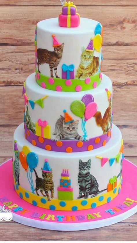 Cat bday Kitten Cake, Neon Cakes, Rodjendanske Torte, Birthday Cake For Cat, Kitten Party, Neon Cat, Kitten Birthday, Animal Cakes, Gateaux Cake