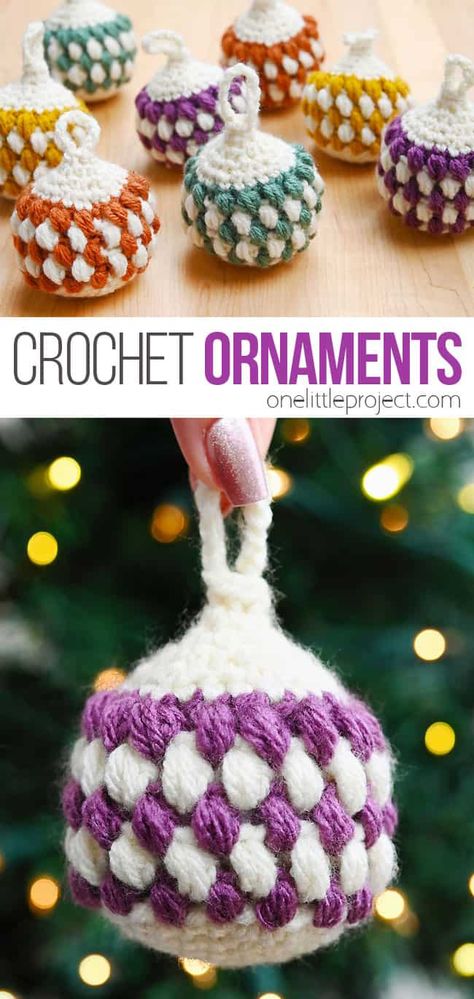 These crochet Christmas ornaments are such a charming piece of Christmas decor! This Christmas craft is SO EASY to make, perfect for crochet beginners and all skill levels. Use our FREE printable crochet Christmas ornaments pattern or follow our step-by-step photo and video tutorials to make this adorable crochet Christmas bauble. A cute and fun craft for winter, home decor, homemade gifts, or selling at craft shows! Crochet Bauble Pattern, Crochet Mini Christmas Ornaments Free Pattern, Crochet Ornaments Ball, Free Crochet Patterns Winter, Crochet Ornaments Pattern, Crochet Christmas Baubles Free Pattern, Crochet In The Round Patterns, Christmas Ornament Crochet Patterns Free, Diy Mini Ornaments