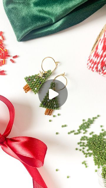 Cheyenne | Beading Tutorials on Instagram: "✨Make Christmas Tree🎄Earrings with me!✨

I’m finally in the Christmas spirit and had a wave of inspiration to create these super cute and EASY to make Christmas Trees. 

Here’s what you need to know:
- Double Brick Stitch
- 9 column foundation row 
- top row of two columns switch to single brick (only two beads on top row)
- 6 bead loop
- 3 fringes, 4 beads each
- Charlotte Cut beads for “baubles”

Get my FREE Pattern AND a free Christmas Tree Tablet Template by commenting "Tree"

p.s. everyone had permission to recreate this design :) The pattern is free! A tag for design credit is appreciated 🥰 xx

#beadingtutorial #beadedearrings #christmasearrings #beadwork #craftersgonnacraft #diycraft #handmadejewelry #handmadegifts #christmasgiftideas" Beaded Christmas Tree Earrings, How To Make Christmas Tree, Bead Loom Pattern, Christmas Tree Earrings, Loom Pattern, Christmas Bead, Beading Tutorial, Earring Tree, Earring Tutorial