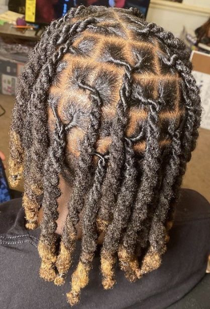 Dreads With Blonde Tips Men, Blond And Black Dreads, Dreads Blonde Tips, Blonde Tips On Locs, Locs With Blonde Tips, Locks Styles, Female Dreads, Organize Phone, Jumbo Twists