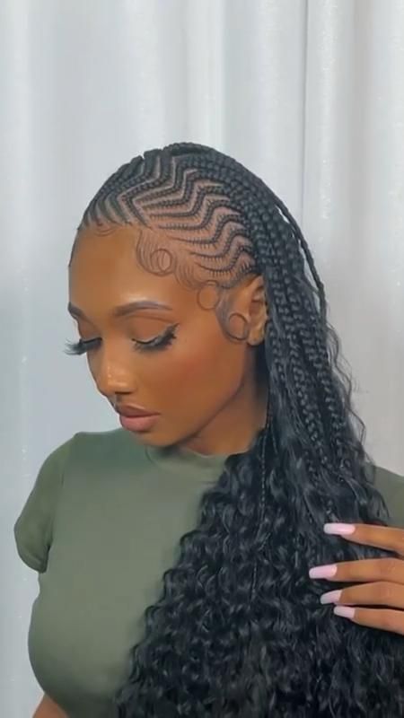 Half Weave Half Braids, Goddess Braids Long, Half Braids, Braids Long, Lemonade Braids Hairstyles, Cornrows Braids For Black Women, Big Box Braids Hairstyles, Feed In Braids Hairstyles, Goddess Braids Hairstyles