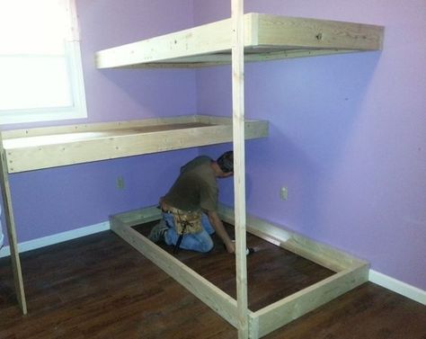 DIY Triple Bunk Bed: Triple Bunk Beds Plans, Bunk Bed Ideas Diy, Bunk Bed Designs For Teens, Bunk Beds Small Room, Bunk Bed Safety, Bunk Bed Plans, Triple Bunk Beds, Modern Bunk Beds, Diy Bunk Bed