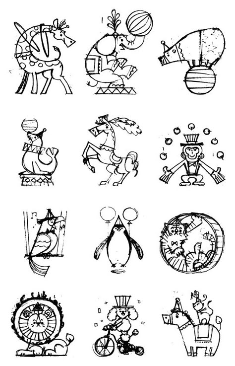 Circus on Behance Personal Project Ideas, Circus Tattoo, Circus Illustration, Circus Characters, Circus Poster, Circus Animals, Circus Art, Art Lessons For Kids, Embroidery Patterns Vintage