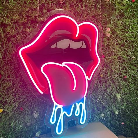 Neon Signs Room, Lips Neon Sign, Signs Room Decor, Neon Sign For Bedroom, Family Gift Exchange, Led Party Lights, Neon Light Art, Wall Hanging Lights, Wall Decor Wedding