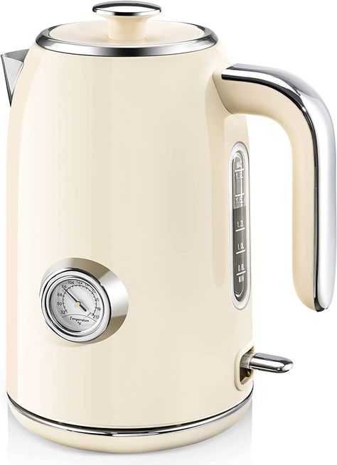 SULIVES Electric Kettle, 1.7L Stainless Steel Tea Kettle with Temperature Gauge, 1500W Water Boiler with LED Light, BPA-Free, Auto Shut-Off and Boil-Dry Protection Smeg Kettle, Retro Homes, Stovetop Kettles, Electric Tea Kettle, Whistling Tea Kettle, Water Boiler, Water Kettle, Hot Tea, Tea Kettle