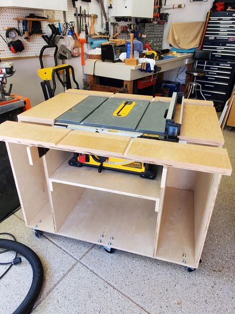 Dewalt Table Saw stand. Plans available on Sketchup 3D Dewalt Table Saw Station, Dewalt Table Saw Workbench, Dewalt Table Saw Stand, Dewalt Table Saw, Simple Workbench Plans, Home Made Table Saw, Table Saw Station, Woodworking Desk Plans, Table Saw Workbench