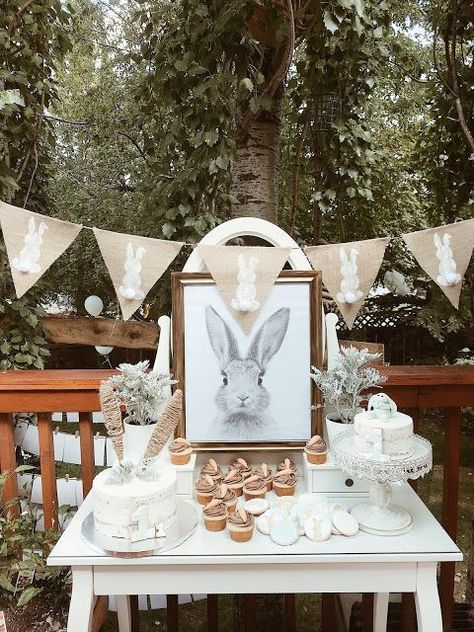 // p a r t y + d e c o r Some Bunny Is One Birthday, Bunny Birthday Theme, Some Bunny Is One, Easter Baby Shower, Peter Rabbit Birthday, Bunny Birthday Party, 1st Birthday Party For Girls, Bunny Baby Shower, Bunny Party