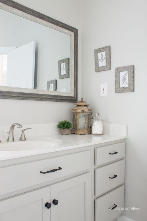 Agreeable Gray Bathroom, Bathroom Big, Simple Bathroom Decor, Budget Bathroom Remodel, Mindful Gray, Gray Vanity, Agreeable Gray, Gray Bathroom, Bathroom Farmhouse Style