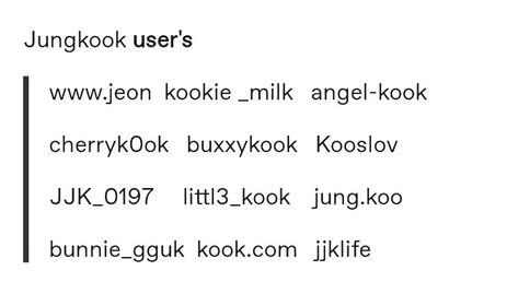 Jungkook user's ♡ Jhope Username Ideas, Jungkook Instagram Bio Ideas, Namjoon Username Ideas, Jungkook Username Ideas For Instagram, Bts Lyrics For Bio, K Pop Username Ideas, Jungkook Bio Ideas, Jimin Usernames Ideas, Bts Username Ideas For Instagram