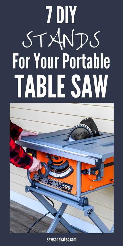 Loving the plans for these table saw stations! I use a table saw to build my projects, but I don�’t have much room for it in my small workshop. These portable DIY stands are the perfect space-saving solution for my tiny workspace. Now I just need to decide which one I’ll make! #sawsonskates Table Saw Dust Collection Diy, Ridgid Table Saw, Table Saw Push Stick, Ryobi Table Saw, Table Saw Extension, Home Made Table Saw, Table Saw Station, Craftsman Table Saw, Table Saw Workbench