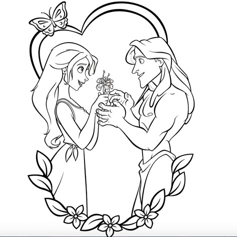 Tarzan and Jane coloring page Couple Coloring Pages, Caw Art, Tarzan Art, Jane Tarzan, Crystal Wrapping, Disney Colouring Pages, Disney Colouring, Expressive Drawing, Disney Stained Glass