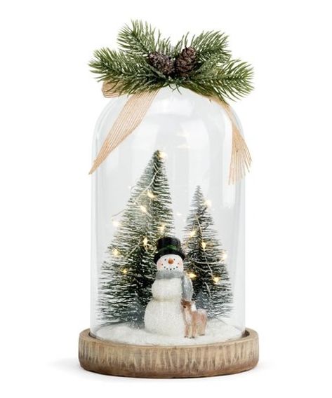 Glass Cloche Decor, Cloche Decor, Christmas Globes, Brush Trees, Xmas Deco, Diy Christmas Decorations Easy, Christmas Jars, Bottle Brush Trees, Winter Scene