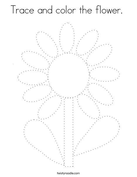 Trace and color the flower Coloring Page - Twisty Noodle Trace And Color Worksheets For Kids, Flowers Worksheets Preschool, Trace And Color Worksheets, Flower Worksheets Preschool, Flower Tracing, Flower Preschool, Color Worksheets For Preschool, Printable String Art Patterns, Trace And Color