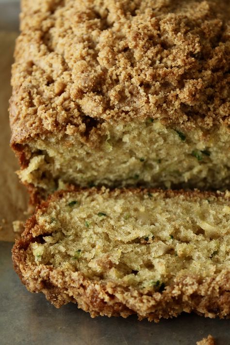 Zucchini Bread with Streusel Topping Zucchini Bread With Cinnamon Topping, Streusel Zucchini Bread, Zucchini Bread With Topping, Zucchini Streusel Muffins, Cinnamon Streusel Zucchini Bread, Zucchini Muffins With Streusel Topping, Zucchini Bread With Crumb Topping, Zucchini Bread With Streusel Topping, Zuchini Baking Recipes Bread