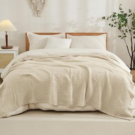 Amazon.com: EMME Cotton Blanket King Size for Bed Soft Muslin Blankets 108"x90" Lightweight Breathable Layering Blanket Bedspread Coverlet All Season Gauze Blanket, Light Tan : Home & Kitchen Gauze Blanket, Bed Blankets, Queen Blanket, Muslin Blankets, Cotton Throw Blanket, Woven Throw Blanket, Boho Bedding, Cotton Blanket, Light Tan