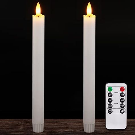 Candles For Bedroom, Christmas Window Candles, Dining Room White, Realistic Candles, Flameless Taper Candles, Led Taper Candles, Window Candles, Led Tea Lights, Tall Candle