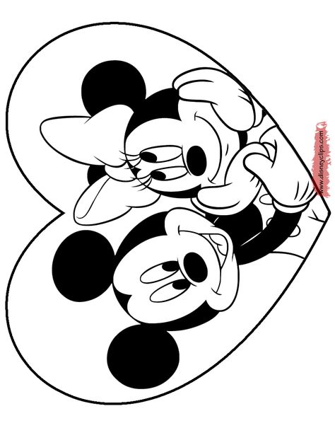 Disney Valentines Coloring Pages, Love Cute Drawings Doodles, Mickey And Minnie Drawings, Mickey Mouse Valentines Day, Minnie Drawing, Mickey Mouse Valentines, Mickey Valentines, Valentines Disney, Valentines Coloring Pages